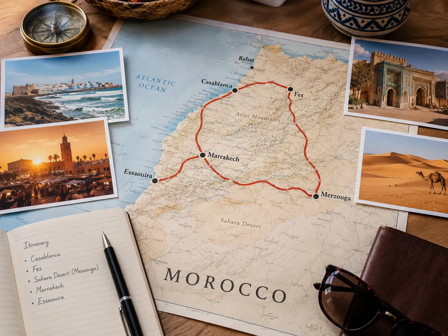 Morocco landscape for a one week travel route
