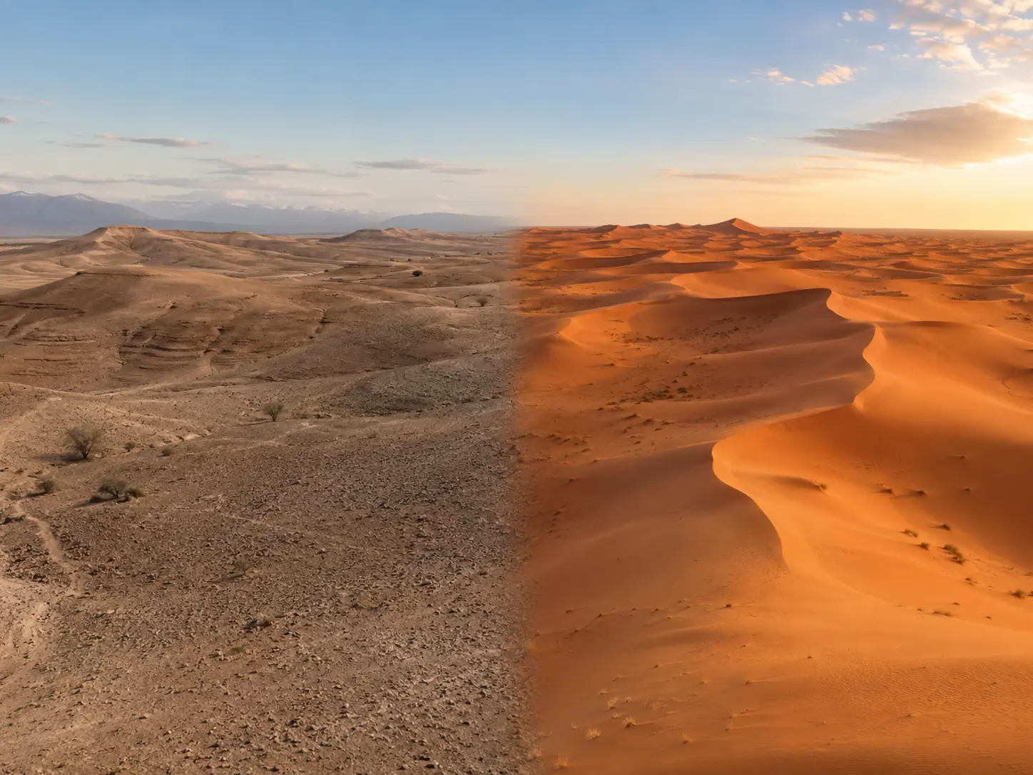 Moroccan desert landscape for comparing Agafay and the Sahara