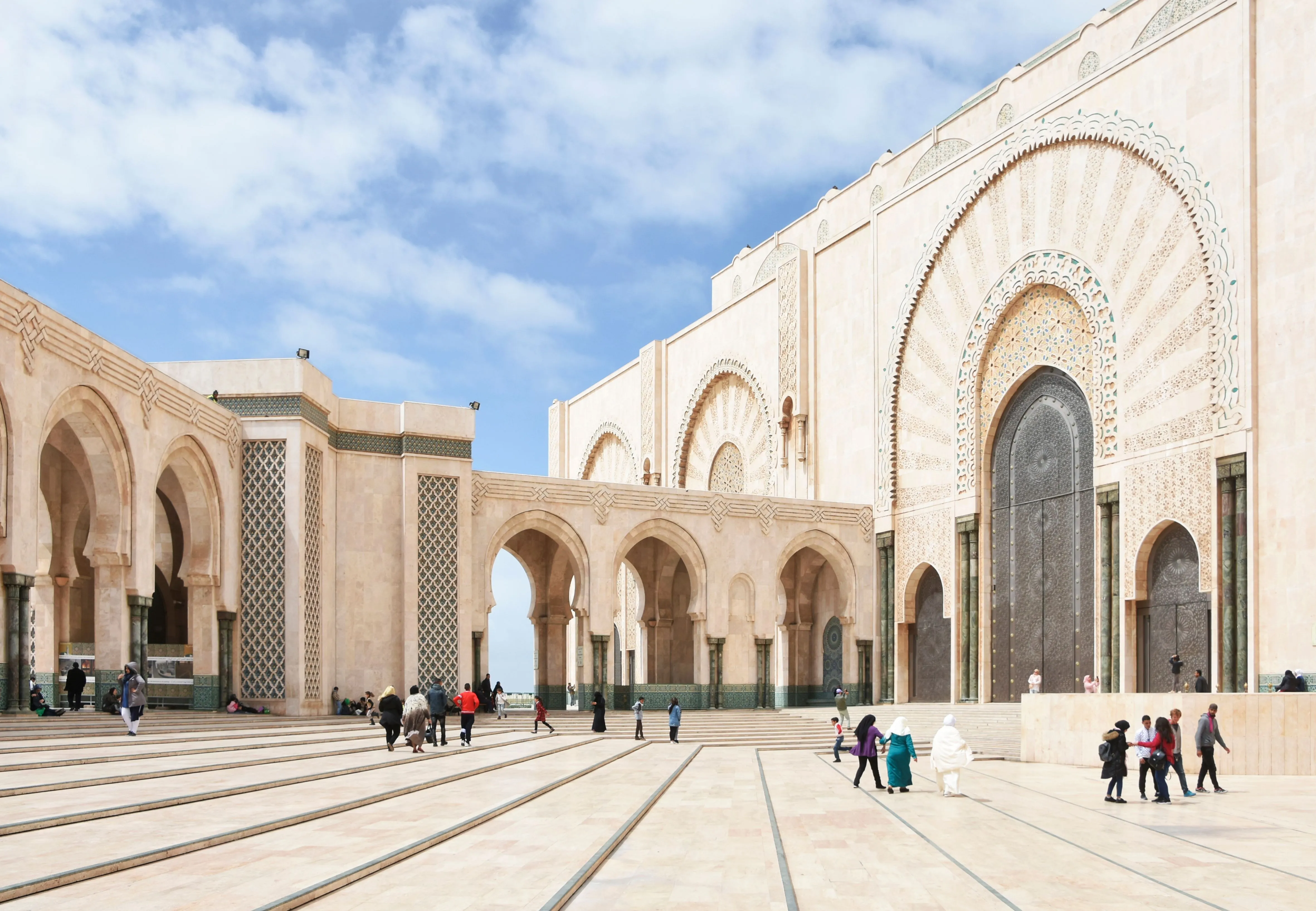 Hassan II Mosque and Casablanca coastline beside the Atlantic Ocean