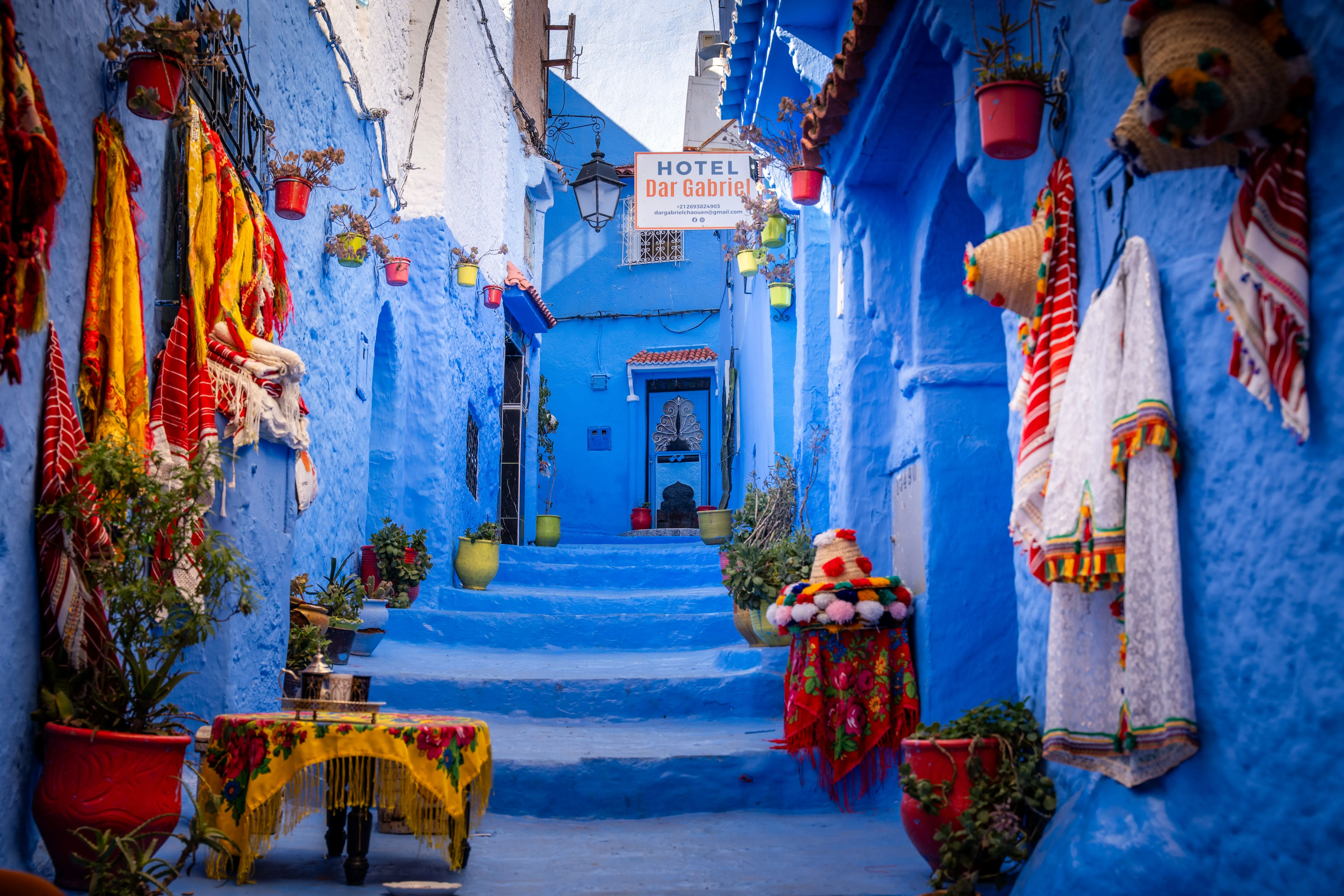 Blue street in Chefchaouen Morocco