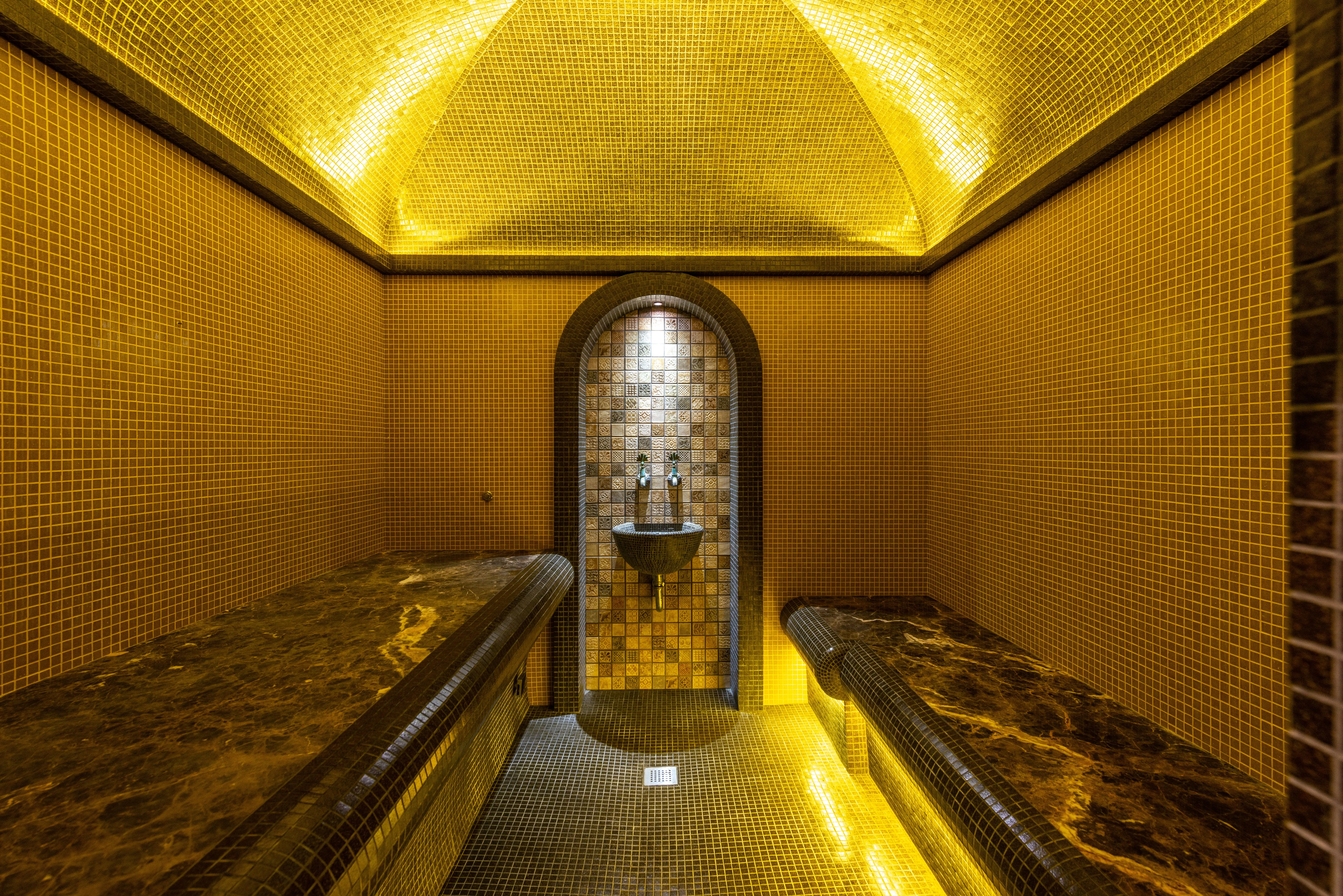 Traditional Moroccan hammam interior details