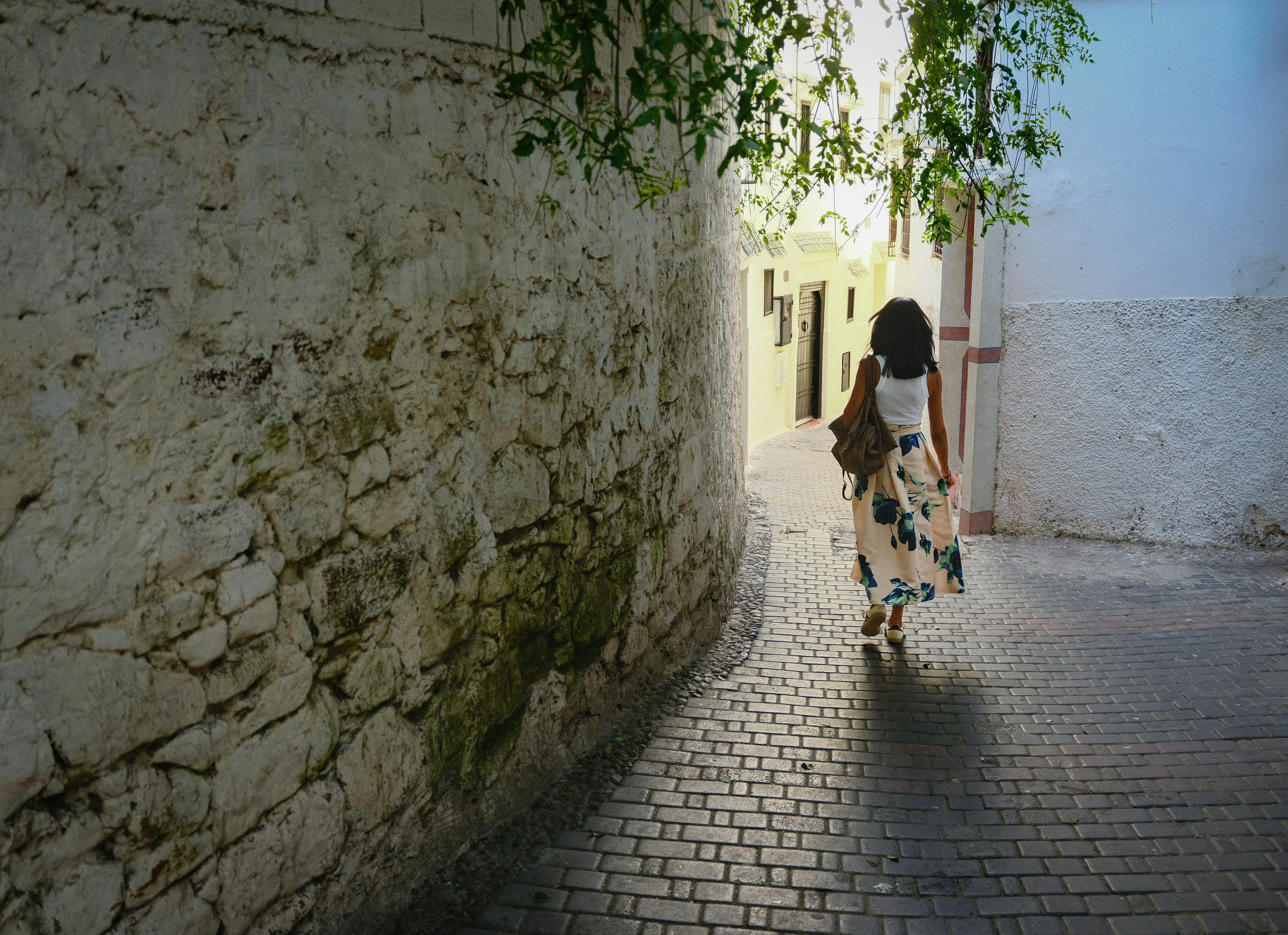 Traveler wearing modest comfortable clothing in Morocco